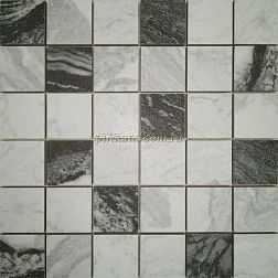 Azteca Ceramica Domino MSCDSMIX Soft Mix Черно-белая Лаппатированная Мозаика 30х30 (4,8х4,8) см