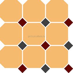 Top Cer Octagon New 4421 OCT20+14-B Ochre Yellow Octagon 21-Brick Red 20 + Black 14 Dots Керамогранит 30x30 см