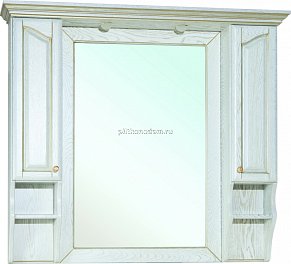 Bellezza Рим Зеркало белое (патина) золото с подогревом (свет.) 120 см