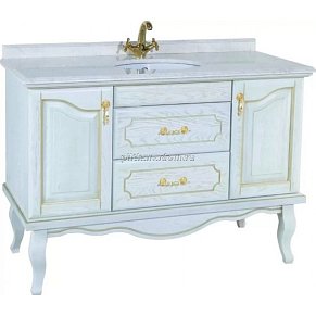 Bellezza Рим Тумба с 2 ящ. массив дуба белая (патина) золото 120 см