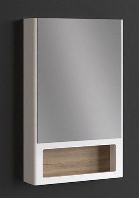 Норта Александрия Зеркальный шкаф правый с одной дверкой белый-дуб (50)
