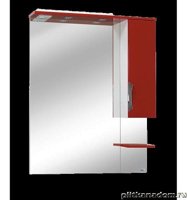 Lindis Олимп-люкс 13609 Шкаф-зеркало 85, с подсветкой, правый, красный глянец