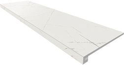 Marble Onlygres White MOG101 Комплект (Ступень Белая Полированная с бортиком + Подступенок 14,5x120) 33х120 см