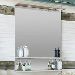Sanflor Бруно Зеркало 70 Белое, орегон, с подсветкой 66,2х85х14,6