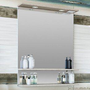 Sanflor Бруно Зеркало 70 Белое, орегон, с подсветкой 66,2х85х14,6