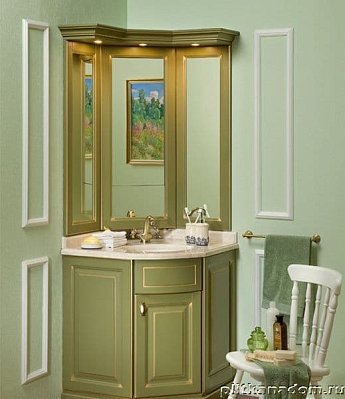 ЭкоМебель Royal Комплект мебели для ванных комнат Royal-5 Lux1 (тумба-умывальник угловая 70, моноблок угловой зеркальный)