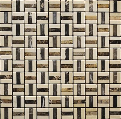 Bertini Mosaic Мозаика из мрамора Light-Dark Imperador-Royal Bottici Мозаика 1х3 сетка 30,5х30,5