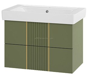 Brevita Vega-80 Тумба подвесная 2 ящ. олива+раковина