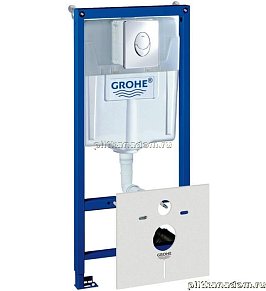 Grohe Rapid SL 38750001 4В1 монтажный элемент для подвесного унитаза в комплекте с клавишей смыва 38505000 (хр.глянц.), комплектом крепления и звукоизол.