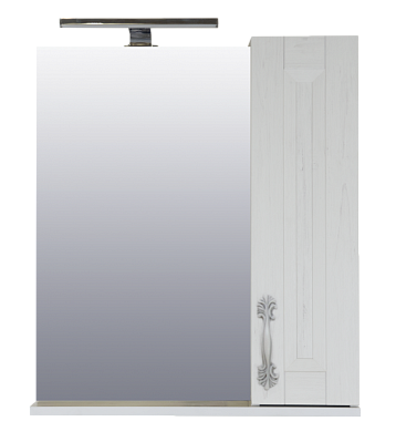 Зеркальный шкаф Misty Прайм - 80 Зеркало-шкаф белое (ДСП Сосна Андерсен) ПРАВ.