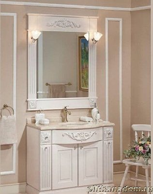 ЭкоМебель Валенсия Комплект мебели для ванных комнат 1 Soft2 (тумба-умывальник с фальшпанелью с декором) 100
