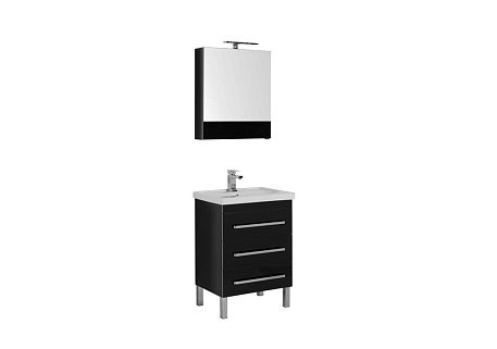 Комплект мебели для ванной Aquanet Сиена 60 черный (напольный 3 ящика)