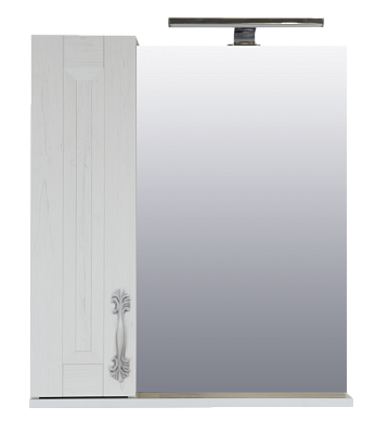 Зеркальный шкаф Misty Прайм - 80 Зеркало-шкаф белое (ДСП Сосна Андерсен) ЛЕВ.