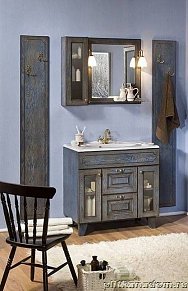 ЭкоМебель Марианна Комплект мебели для ванных комнат Soft2 (тумба с умывальником 89,6, зеркало в раме,шкаф 1-дверный стекло)