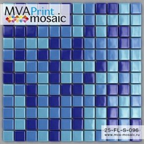 MVAPrintMosaic Мозаика стеклянная Микс 25FL-S-096 Синий + Голубой 31,5х31,5 см