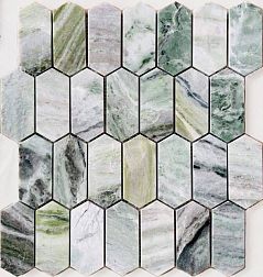 Caramelle Pietrine Hexagonal Onice Verde Oliva Pol Long Hex Микс Полированная Мозаика 27,8х30,4 (3,8х8,6) см