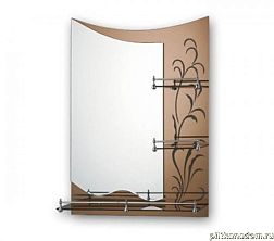 Frap F687 Зеркало с полкой, коричневый рисунок 80х60