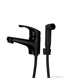 OneLife P01-022b полимерный смеситель для раковины с гигиеническим душем, черный