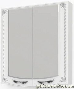 Какса-А Классик-Д 4109 Шкаф зеркальный 65 Белый с серебром 65х70х12