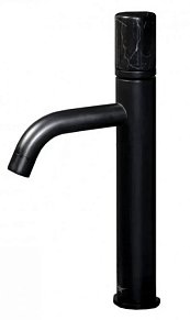 Boheme Stick 122-B-MR Смеситель для умывальника высокий, Black, ручка мрамор черная