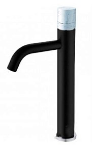 Boheme Stick 122-B-MR Смеситель для умывальника высокий, Black, ручка мрамор белая