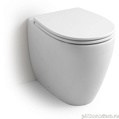 White Ceramic Basic, напольный безободковый унитаз 52x36x43h см, черный матовый