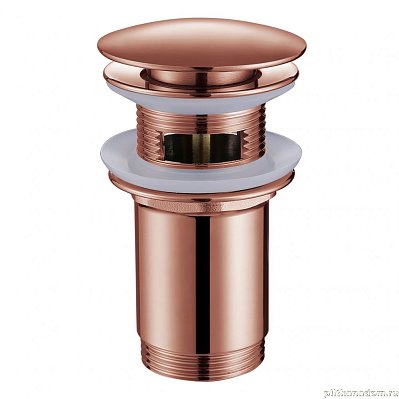 Донный клапан Abber AF0010MRG с переливом, розовое золото матовое