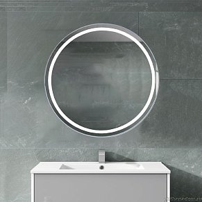 Xpertials Olekr, круглое зеркало 60 см с LED подсветкой: датчик вкл/выкл подсветки с диммером, профиль глянцевый хром