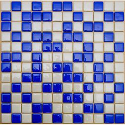 MVAPrintMosaic Мозаика стеклянная Микс 25FL-S-033 Синий кобальт + Белый 31,5х31,5 см