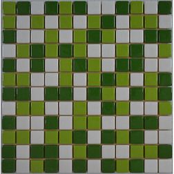 MVAPrintMosaic Мозаика стеклянная Микс 25FL-S-071 Зеленый + Белый 31,5х31,5 см
