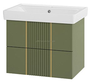 Brevita Vega-70 Тумба подвесная 2 ящ. олива+раковина