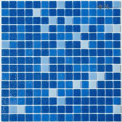 NS-mosaic Econom series MIX21 Мозаика стеклянная синяя (сетка) Глянцевая 32,7х32,7 (2,3х2,3) см
