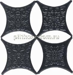 Hispania Ceramica Estrella Set Core Negro (4pzs) Вставка 6,7х6,7 см