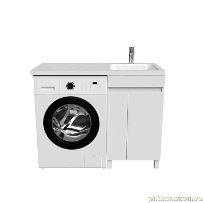 Тумба с умывальником напольная для стиральной машины с дверцами, 110 см, левая, белая, Iddis Optima Home (PH11LDi95K)