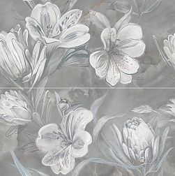 Azori Opale 588912003 Grey Flower Панно из 2-х плиток 63х63 см