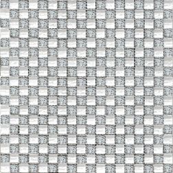 Росмозаика Мозаика стеклянная № 2032 шахматка мелаллик серебро-платина 1,5х1,5 30х30 см