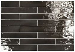 Equipe Manacor Black Черная Глянцевая Настенная плитка 6,5х40 см
