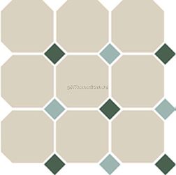 Top Cer Octagon New 4416 OCT13+18-A White Octagon 16-Turquoise 13 + Green 18 Dots Керамогранит 30x30 см