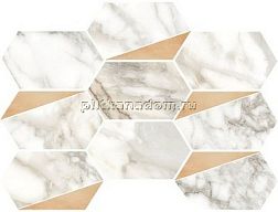 Vallelunga Luce Grey Esagona Decoro Rame Satin Finish Мозаика 26х35 см
