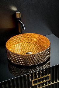 Boheme NeoArt Раковина чаша круглая хрустальная золото 39х12