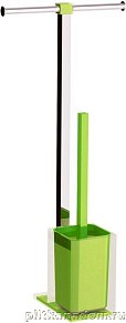 Gedy Rainbow, стойка: бумагодержатель двойной/пластиковый ерш, хром - зеленый, RA32(04)