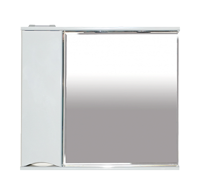Зеркальный шкаф Misty Элвис - 85 Зеркало-шкаф лев. (свет)  белая эмаль П-Элв-01085-011Л
