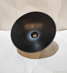 White Ceramic Dome, накладная круглая раковина Ø44,5x24h см, черный матовый