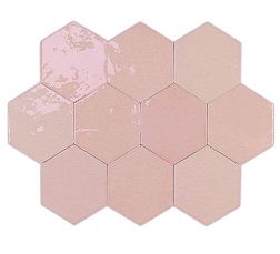 Wow Zellige Hexa 122082 Pink Розовая Глазурованная Настенная плитка 10,8х12,4 см