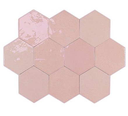 Wow Zellige Hexa 122082 Pink Розовая Глазурованная Настенная плитка 10,8х12,4 см