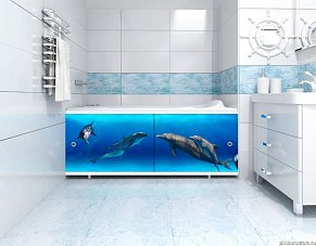 Метакам Ультра Экран под ванну, Дельфины, 148 см, пластик