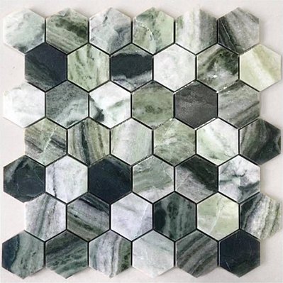 Caramelle Pietrine Hexagonal Onice Verde Oliva Pol Hex Микс Полированная Мозаика 28,9х29,2 (2,3х4) см