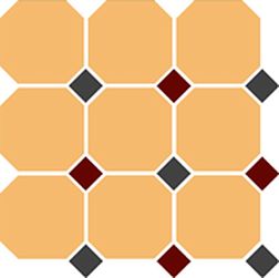 Top Cer Octagon New 4421 OCT14+20-A Ochre Yellow Octagon 21-Black 14 + Brick Red 20 Dots Керамогранит 30x30 см