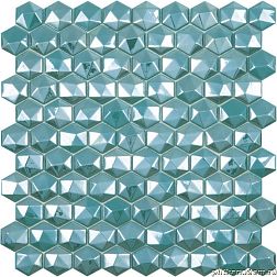 Vidrepur Hexagon Мозаика Hex Diamond № 370D Бирюзовый (на сетке) 31,7х31,7