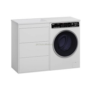 Brevita Grafit-60 L Тумба напольная 3 ящ. под стир. машину белая+раковина Гавана